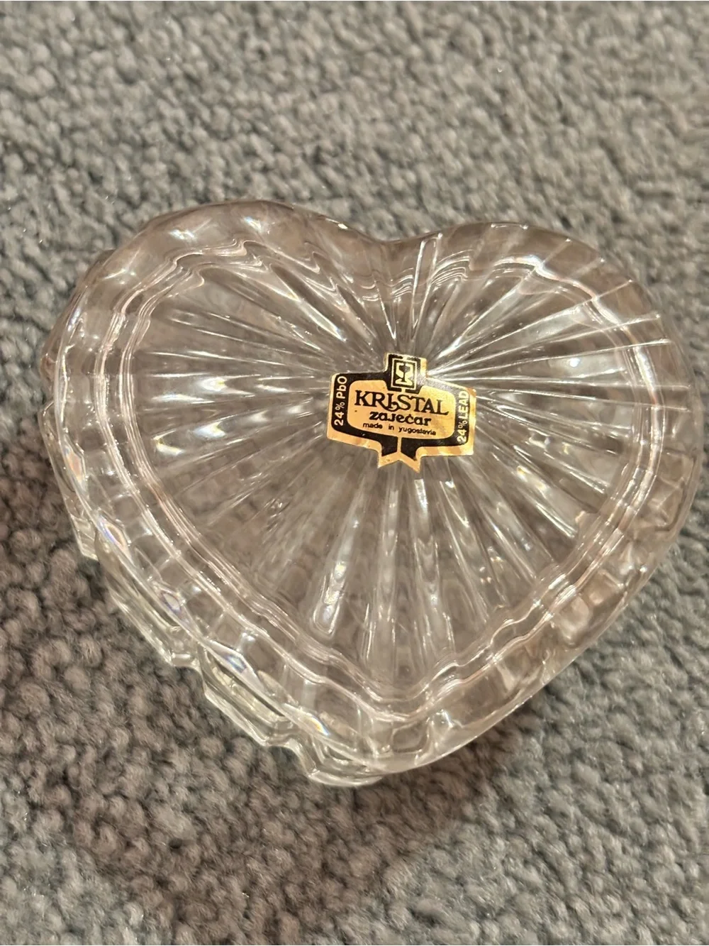 Kristal Zajecar Heart-Shaped Glass Trinket Dish - Clear